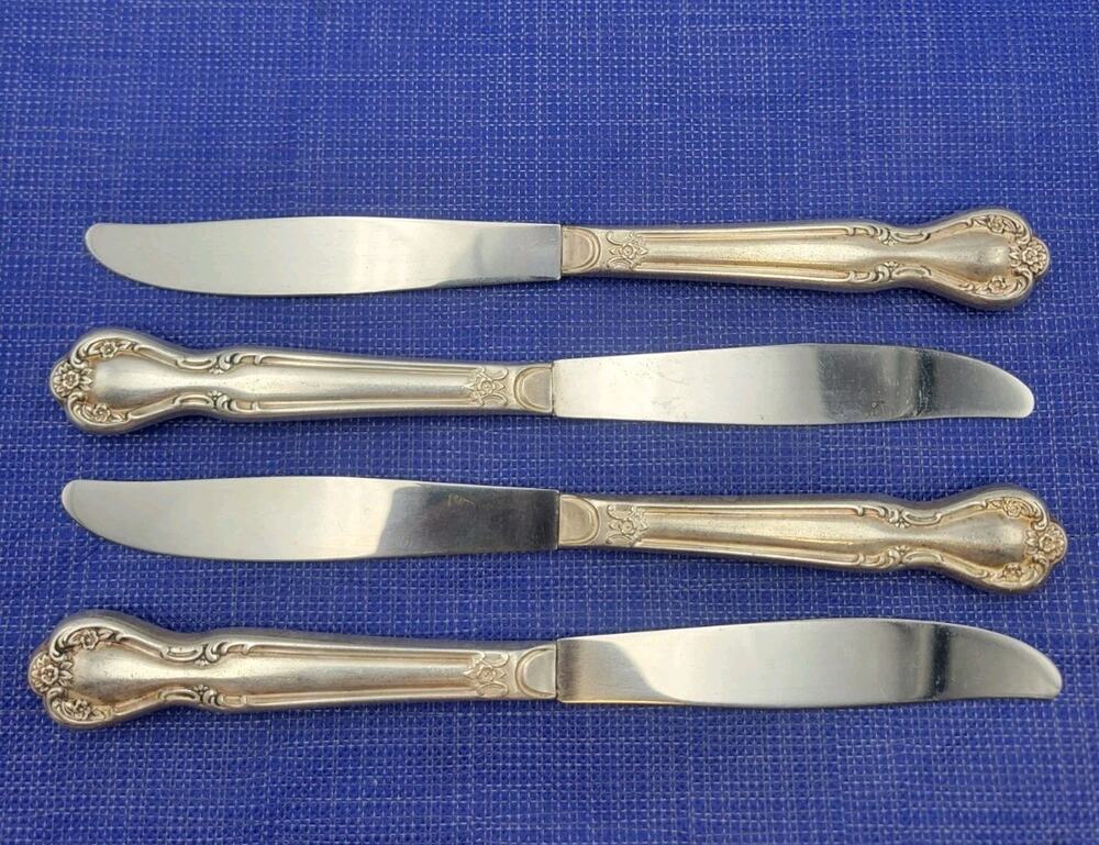 Rogers Brothers Daybreak Elegant Lady 4 Dinner Knives Reinforced Plate IS